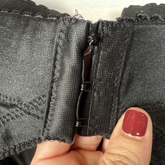 Vintage Backless Bustier By Delicates Lingerie Black Satin Bra Corset 36C Boning - Picture 9 of 13